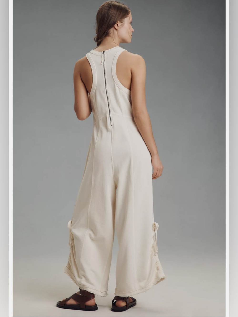 Anthropologie Daily Practice wide-leg jumpsuit white sleeveless drawstring - Picture 3 of 12